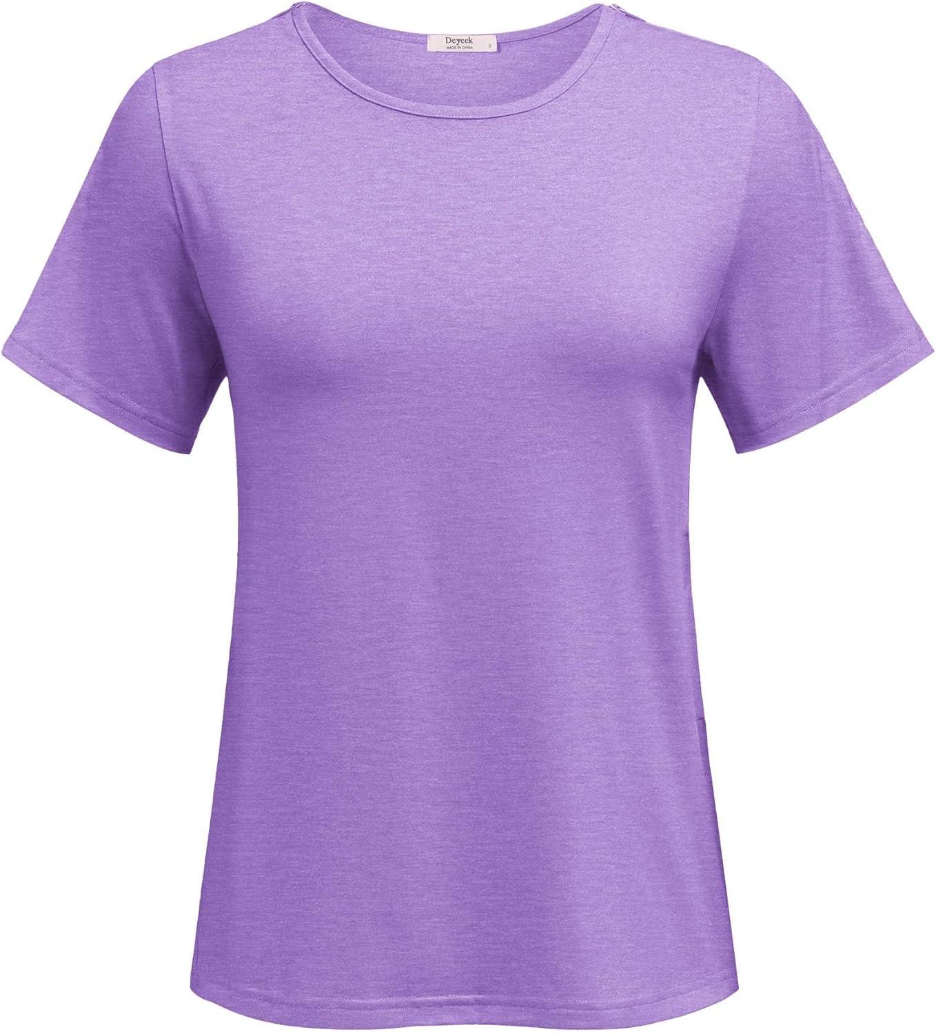 imageDeyeek Chemo Port Shirts for Women with 2 Shoulder Half Zippers Dialysis Post Surgery Shirt Side Tear Away Adaptive ClothingLilac