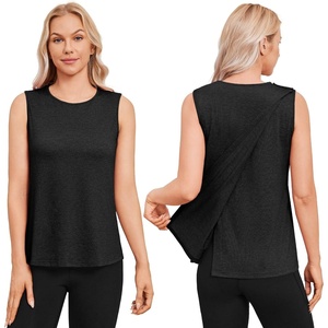 Deyeek Post Surgery Shirts for Women Tear Away Open Back Hospital Tank Tops Shoulder Snap Sleeveless Adaptive Clothing(Black)