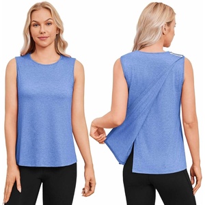 Deyeek Post Surgery Shirts for Women Tear Away Open Back Hospital Tank Tops Shoulder Snap Sleeveless Adaptive Clothing(Blue)