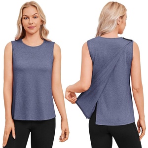 Deyeek Post Surgery Shirts for Women Tear Away Open Back Hospital Tank Tops Shoulder Snap Sleeveless Adaptive Clothing(Blue Purple)