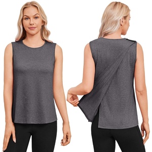 Deyeek Post Surgery Shirts for Women Tear Away Open Back Hospital Tank Tops Shoulder Snap Sleeveless Adaptive Clothing(Dark Gray)
