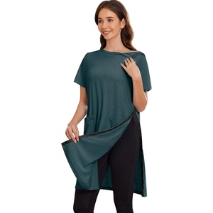 Deyeek Women’s Post Shoulder Surgery Hospital Gowns Tear Away Short Sleeve Full Open Side Snap Adaptive Clothing Nightgowns(Lake Green)
