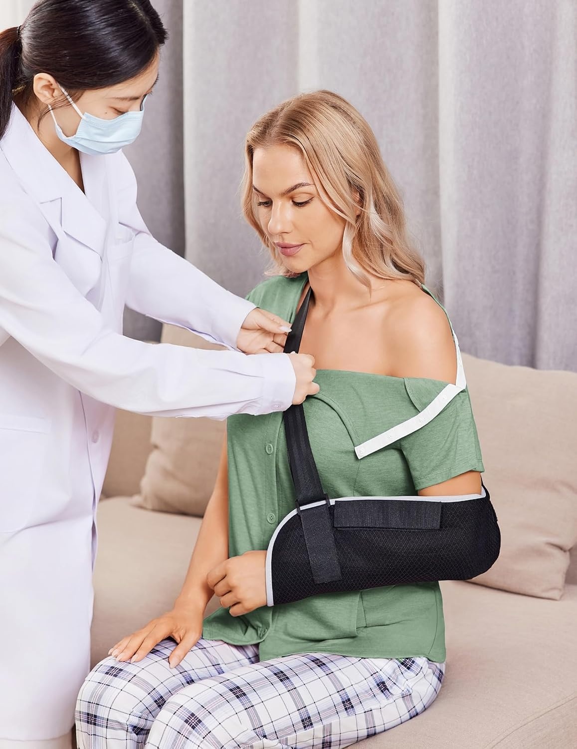image:imageDeyeek Mastectomy Shirts with Drain Pockets Tear Away Side Shoulder Surgery Tops for Women Chemo Shirts for Port AccessOlive Green