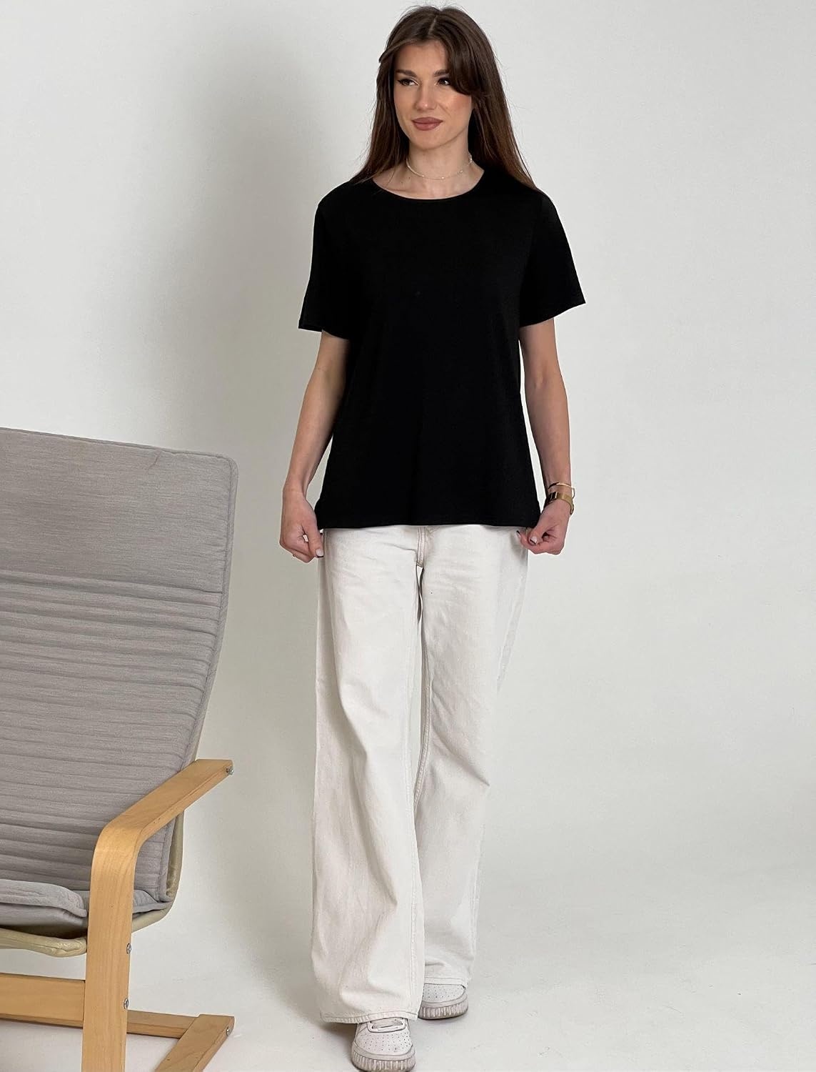 image:imageDeyeek Post Shoulder Surgery Shirts for Women 12 Zippers Tear Away Sleeve Chemo Port Adaptive ClothingBlack