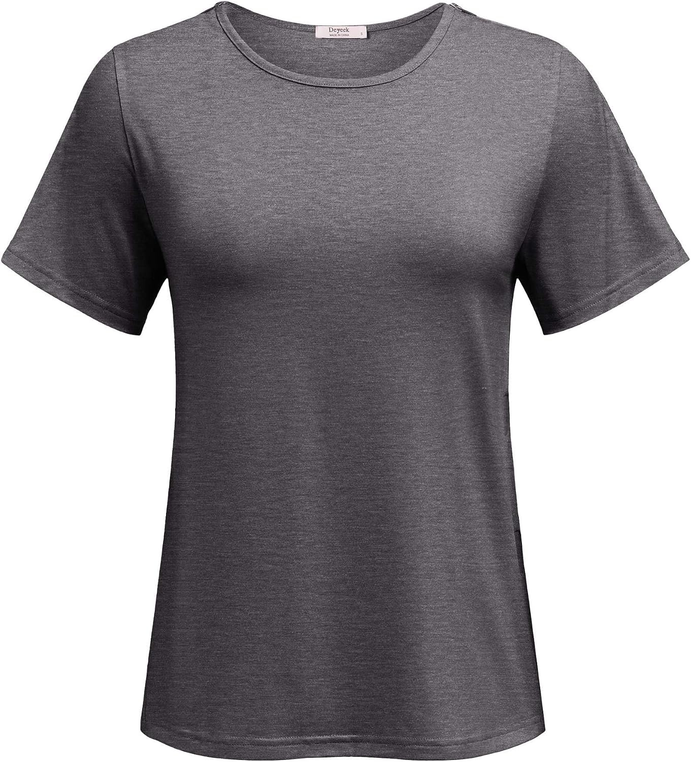 image:imageDeyeek Post Shoulder Surgery Shirts for Women 12 Zippers Tear Away Sleeve Chemo Port Adaptive ClothingDark Gray