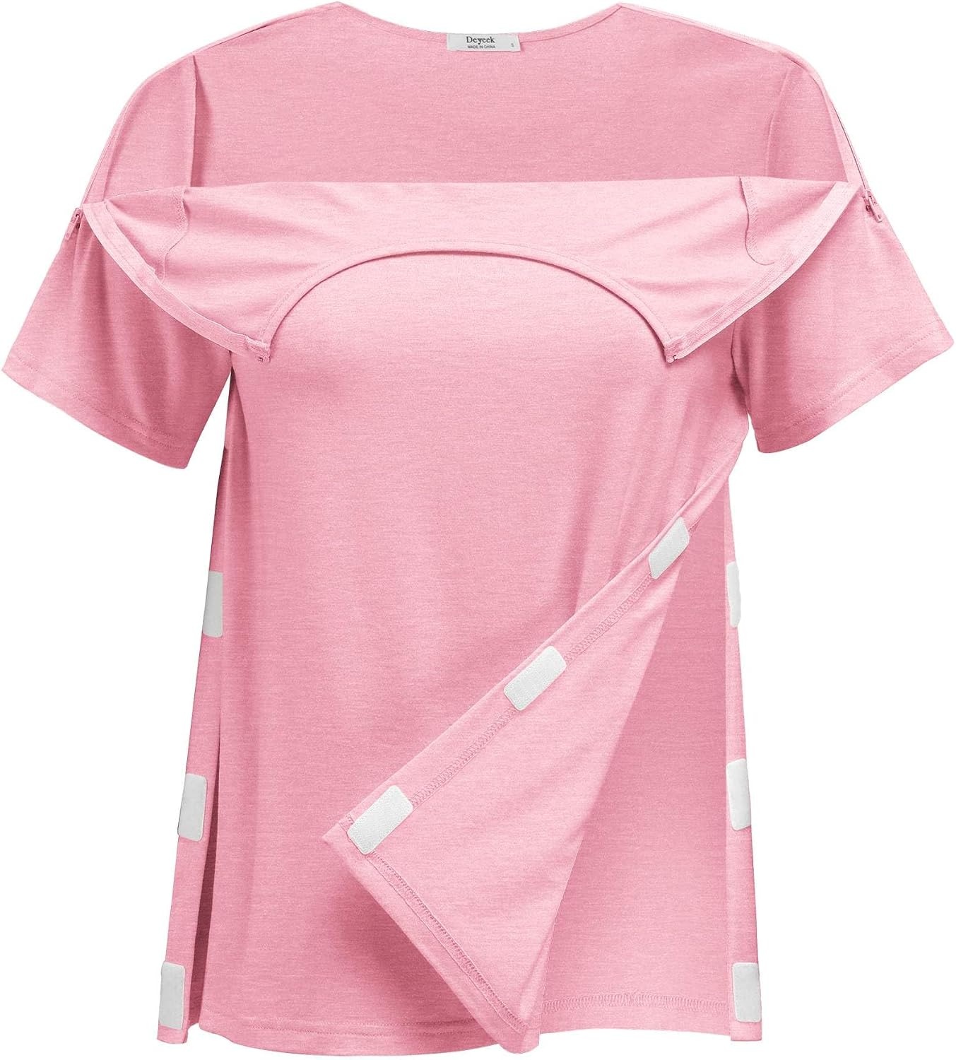 image:imageDeyeek Post Shoulder Surgery Shirts for Women 12 Zippers Tear Away Sleeve Chemo Port Adaptive ClothingDark Pink