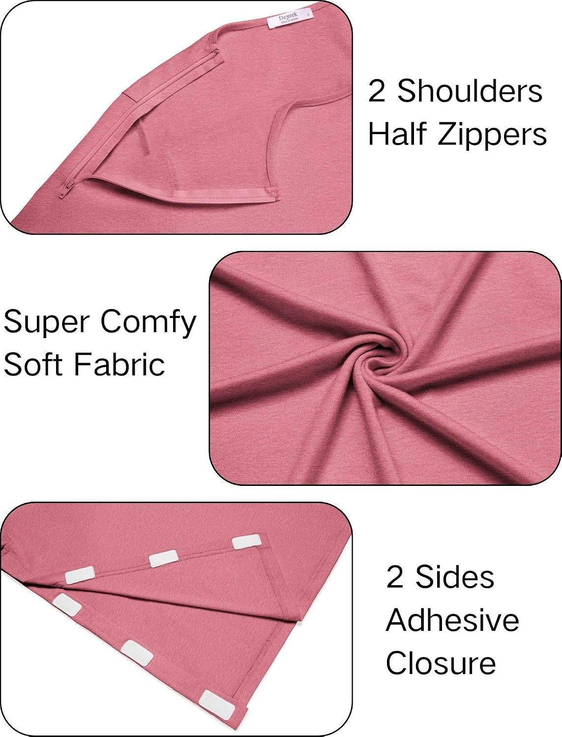 image:imageDeyeek Post Shoulder Surgery Shirts for Women 12 Zippers Tear Away Sleeve Chemo Port Adaptive ClothingRose Taupe