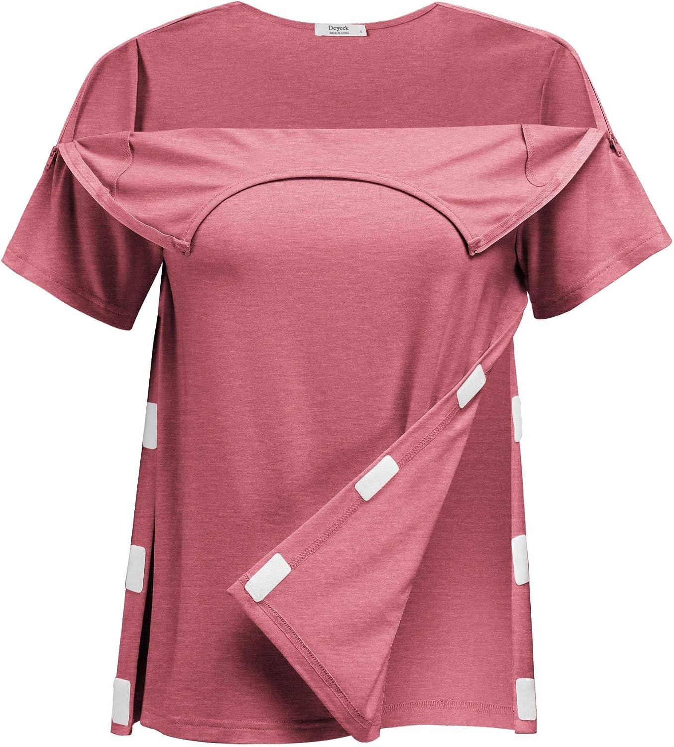 image:imageDeyeek Post Shoulder Surgery Shirts for Women 12 Zippers Tear Away Sleeve Chemo Port Adaptive ClothingRose Taupe
