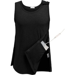 Deyeek Post Shoulder Surgery Shirts for Men Tear Away Rotator Cuff Recovery Tank Tops Chemo Port Cancer Shirt Magic Tapes(Black)