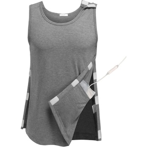 Deyeek Post Shoulder Surgery Shirts for Men Tear Away Rotator Cuff Recovery Tank Tops Chemo Port Cancer Shirt Magic Tapes(Light Grey)