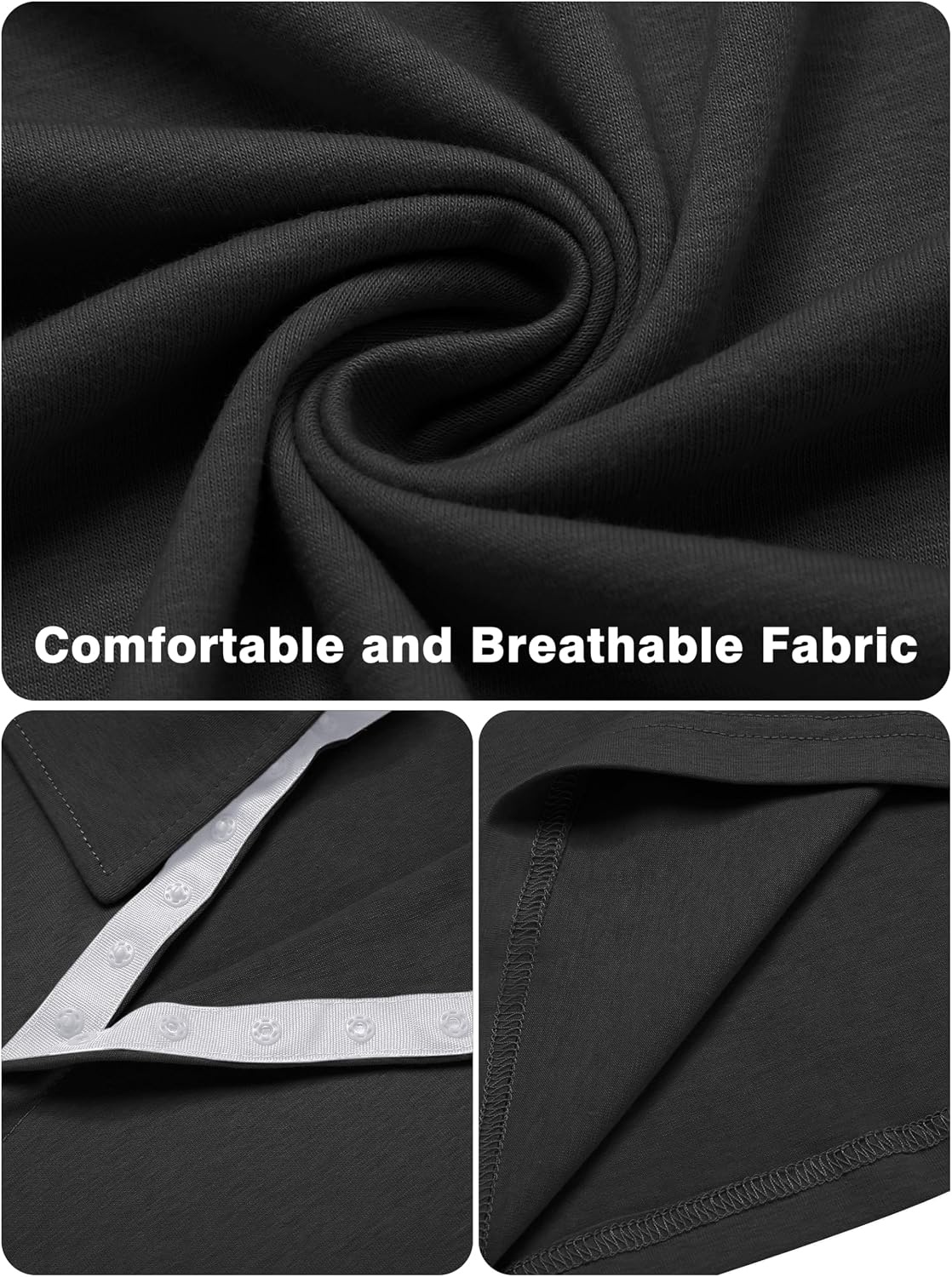 image:imageDeyeek Unisex Chemo Shirts for Port Access Post Shoulder Surgery Shirt Long Sleeve Tear Away ShirtsBlack