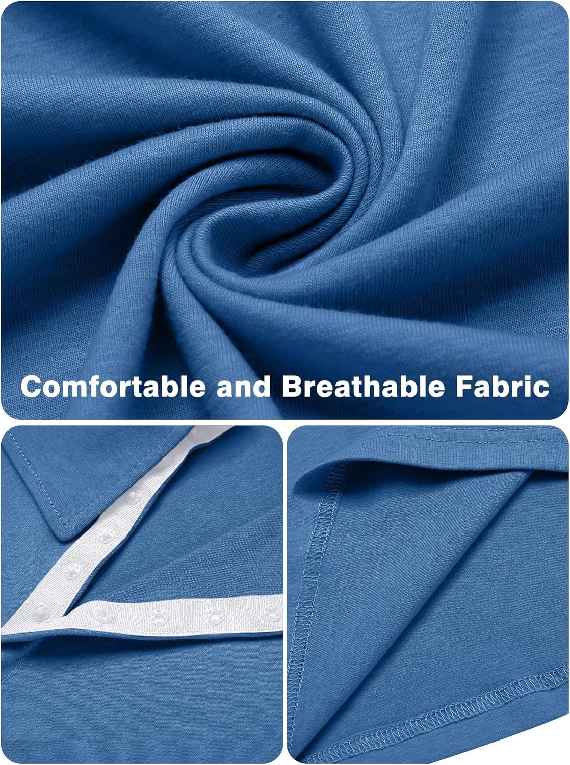 image:imageDeyeek Unisex Chemo Shirts for Port Access Post Shoulder Surgery Shirt Long Sleeve Tear Away ShirtsBlue