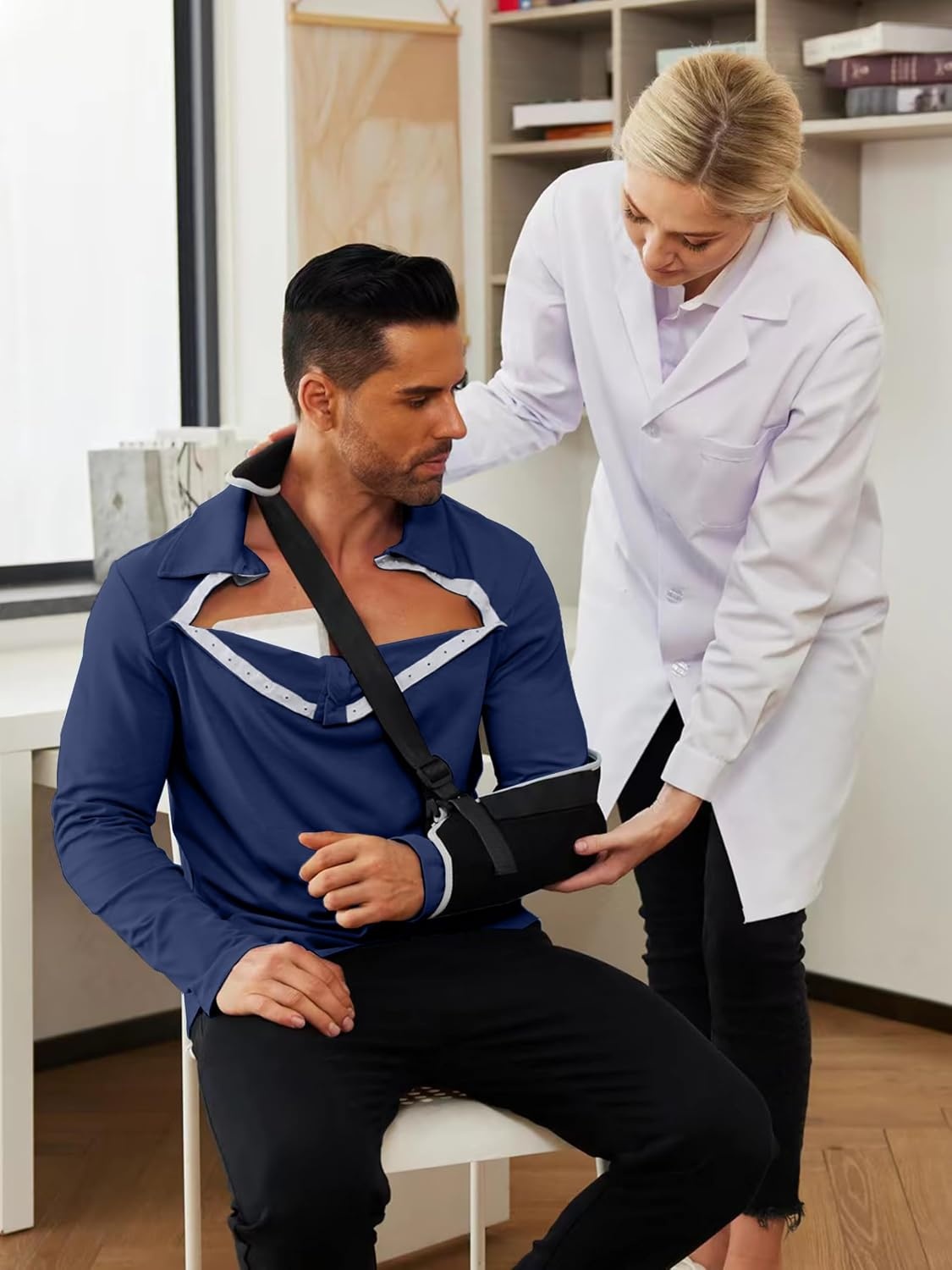 image:imageDeyeek Unisex Chemo Shirts for Port Access Post Shoulder Surgery Shirt Long Sleeve Tear Away ShirtsBlue Violet