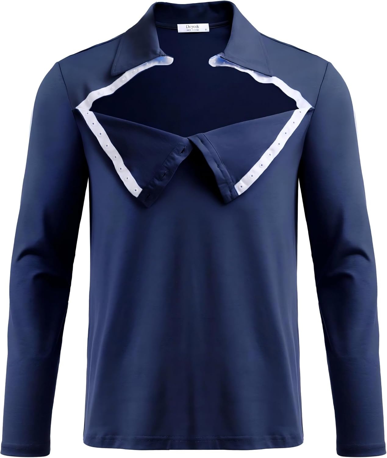 image:imageDeyeek Unisex Chemo Shirts for Port Access Post Shoulder Surgery Shirt Long Sleeve Tear Away ShirtsBlue Violet