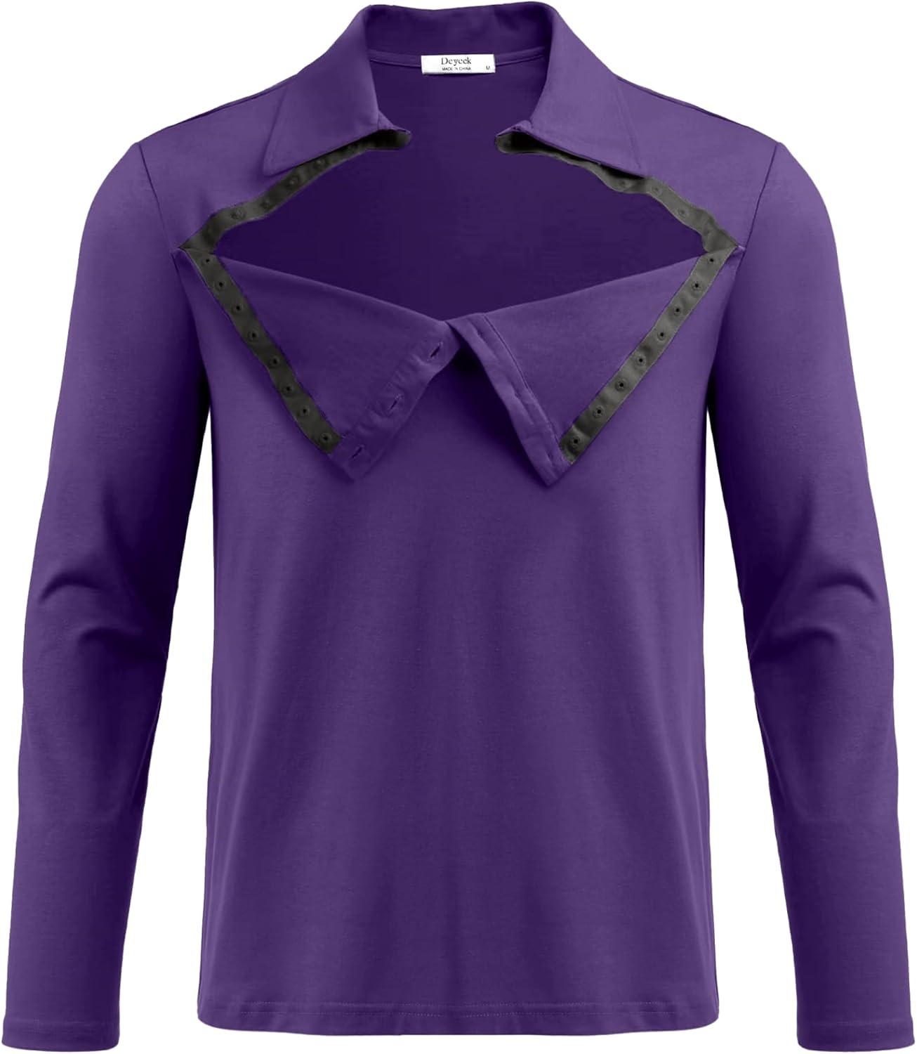 image:imageDeyeek Unisex Chemo Shirts for Port Access Post Shoulder Surgery Shirt Long Sleeve Tear Away ShirtsDark Purple