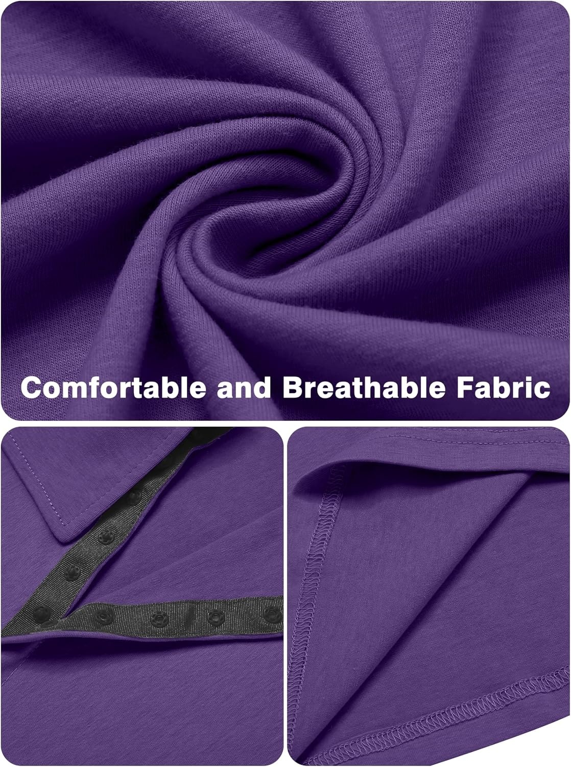 image:imageDeyeek Unisex Chemo Shirts for Port Access Post Shoulder Surgery Shirt Long Sleeve Tear Away ShirtsDark Purple