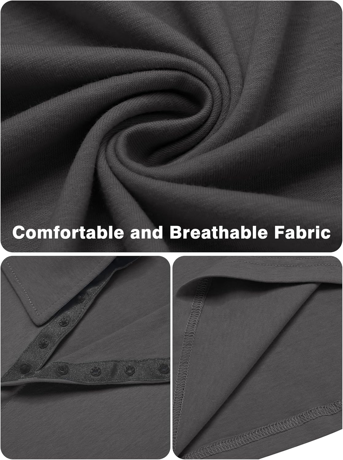 image:imageDeyeek Unisex Chemo Shirts for Port Access Post Shoulder Surgery Shirt Long Sleeve Tear Away ShirtsDeep Gray