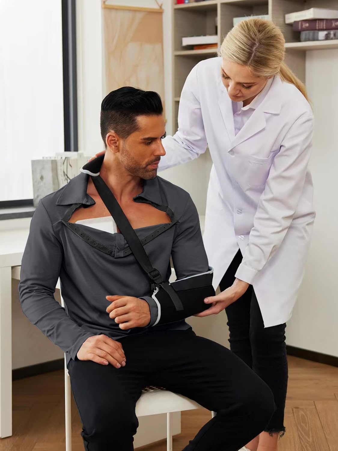image:imageDeyeek Unisex Chemo Shirts for Port Access Post Shoulder Surgery Shirt Long Sleeve Tear Away ShirtsDeep Gray