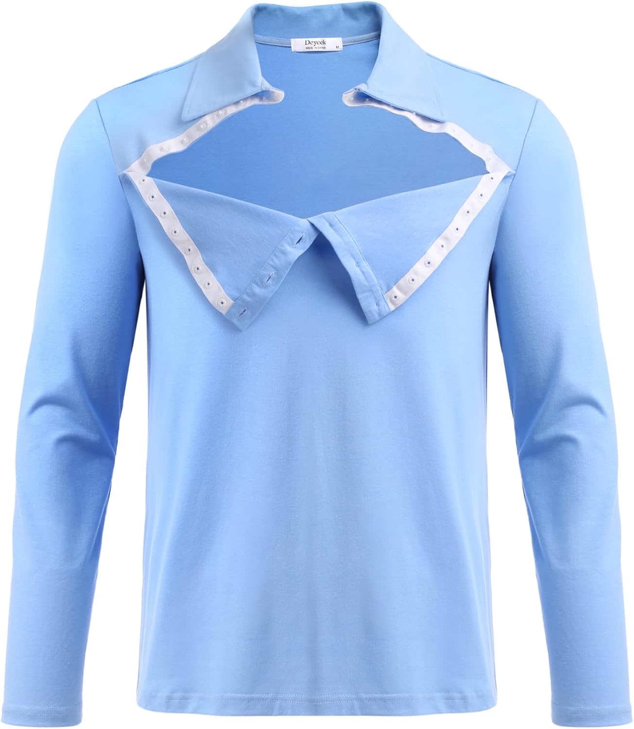 image:imageDeyeek Unisex Chemo Shirts for Port Access Post Shoulder Surgery Shirt Long Sleeve Tear Away ShirtsLight Blue