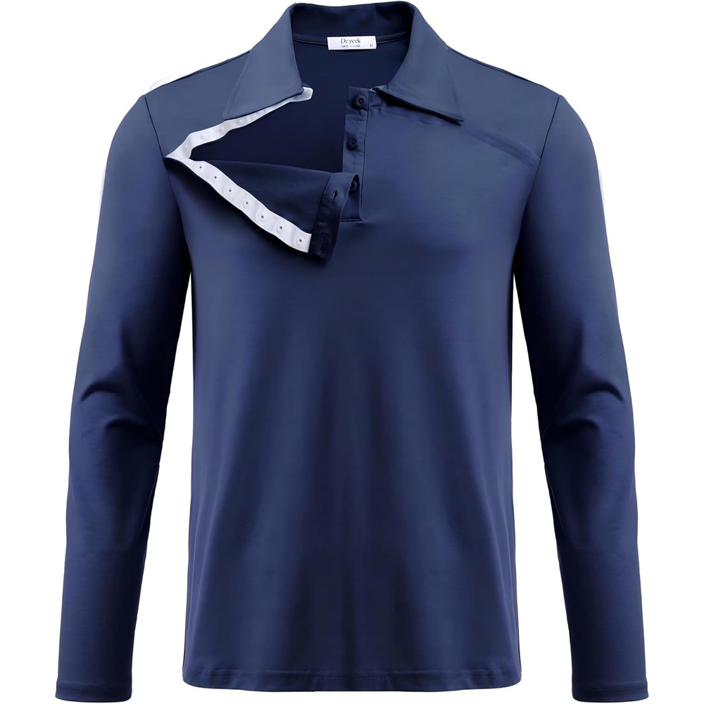 image:imageDeyeek Unisex Chemo Shirts for Port Access Post Shoulder Surgery Shirt Long Sleeve Tear Away ShirtsBlue Violet