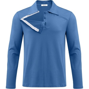Deyeek Unisex Chemo Shirts for Port Access Post Shoulder Surgery Shirt Long Sleeve Tear Away Shirts(Blue)