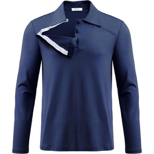 Deyeek Unisex Chemo Shirts for Port Access Post Shoulder Surgery Shirt Long Sleeve Tear Away Shirts(Blue Violet)