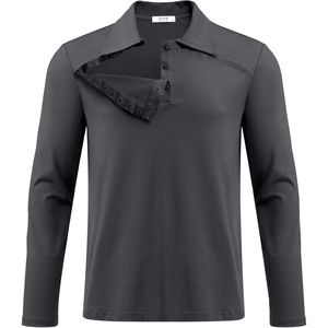 Deyeek Unisex Chemo Shirts for Port Access Post Shoulder Surgery Shirt Long Sleeve Tear Away Shirts(Deep Gray)