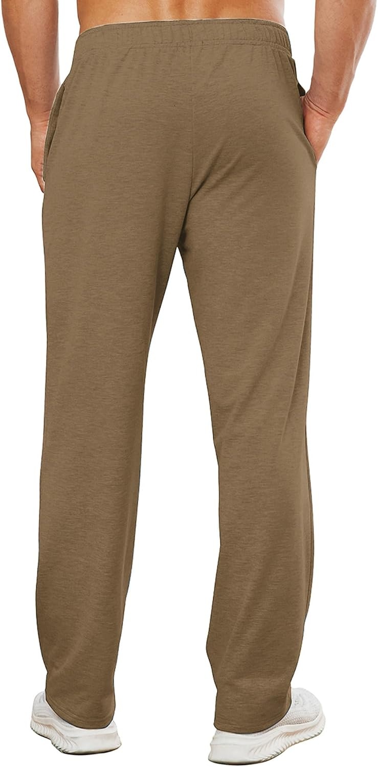 image:imageDeyeek Mens Tear Away Pants 2 Side Full Open Bottom Sweatpants Loose Fit Casual Adaptive Post Surgery Pants with PocketsBrown