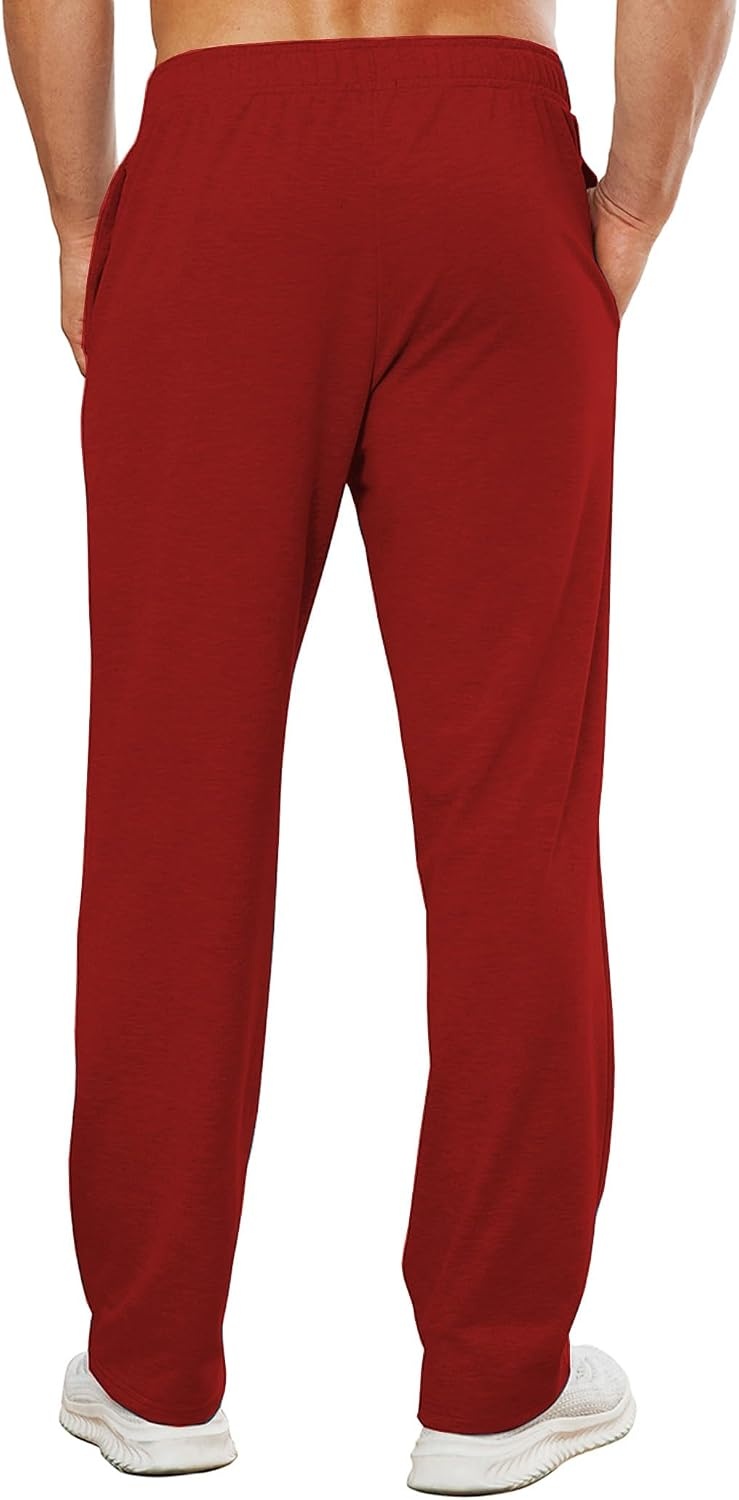 image:imageDeyeek Mens Tear Away Pants 2 Side Full Open Bottom Sweatpants Loose Fit Casual Adaptive Post Surgery Pants with PocketsDeep Red