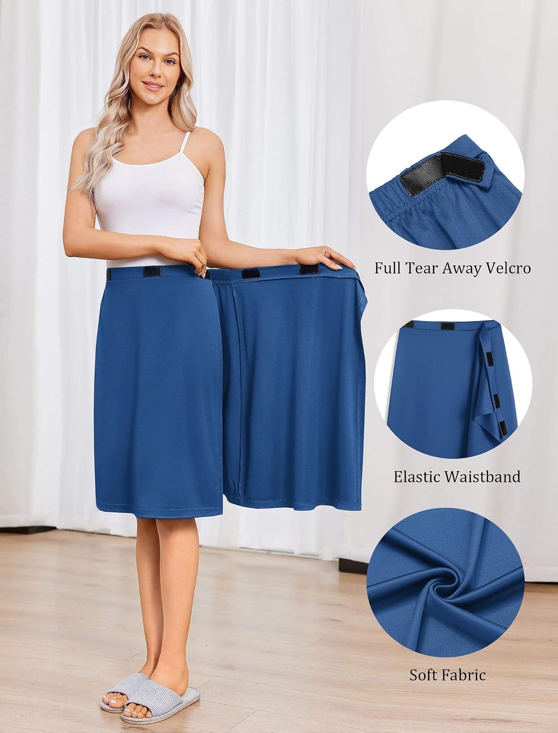image:imageAdaptive Tear Away Skirt for Women Easy Access Magic Stick Closure Post Hip Knee Leg Ankle Surgery RecoveryNavy Blue