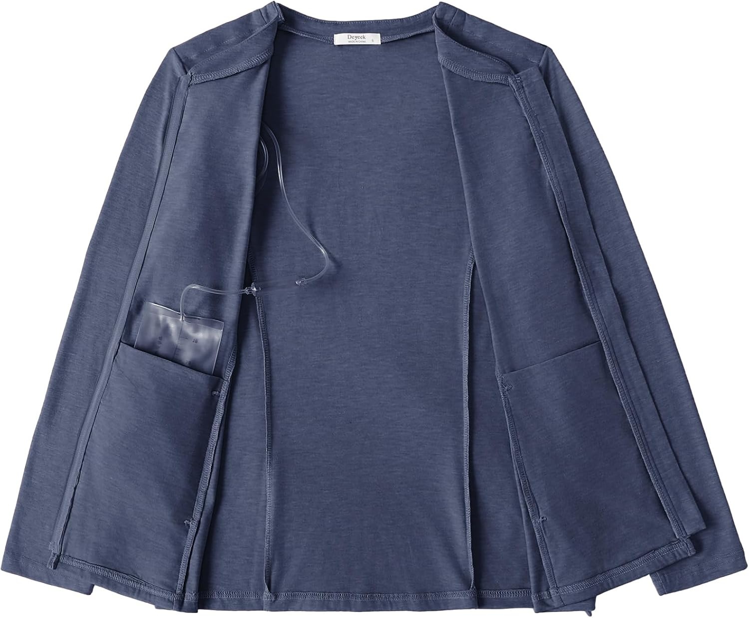 image:imageMastectomy Shirts with Drain Pockets Post Shoulder Surgery Tops for Women Chemo Port Long Sleeve with ZippersDark Blue