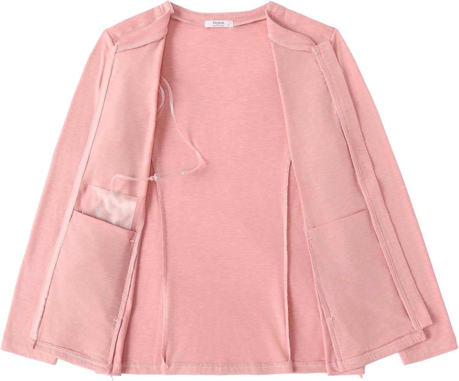 image:imageMastectomy Shirts with Drain Pockets Post Shoulder Surgery Tops for Women Chemo Port Long Sleeve with ZippersLight Pink