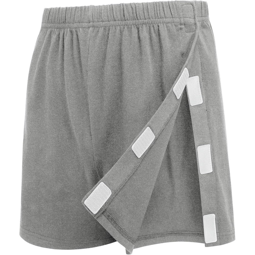 image:imageDeyeek Mens Tear Away Post Surgery Cotton Shorts 3inch  Ideal for knee and hip replacement recovery Comfortable 3inch shorts without pockets for easy dressingLight Grey