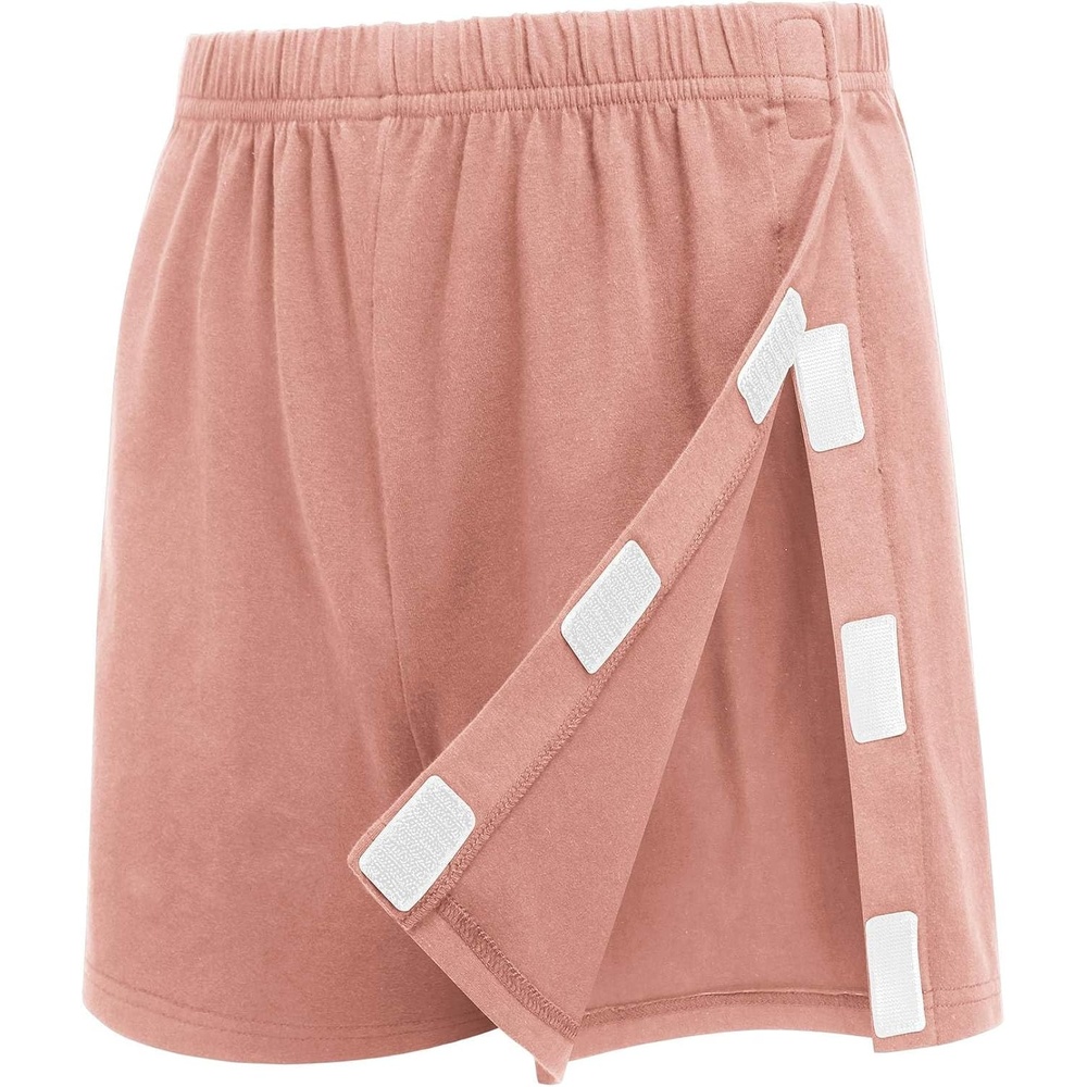 image:imageDeyeek Mens Tear Away Post Surgery Cotton Shorts 3inch  Ideal for knee and hip replacement recovery Comfortable 3inch shorts without pockets for easy dressingPink