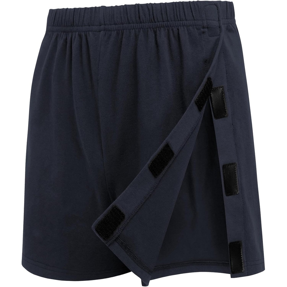 image:imageDeyeek Mens Tear Away Post Surgery Cotton Shorts 3inch Ideal for knee and hip replacement recovery Comfortable 3inch shorts without pockets for easy dressingViolet