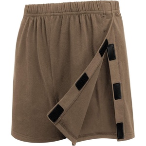 Deyeek Men’s Tear Away Post Surgery Cotton Shorts 3-inch | Ideal for knee and hip replacement recovery. Comfortable 3-inch shorts without pockets for easy dressing.(Khaki)
