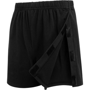 Deyeek Men’s Tear Away Post Surgery Cotton Shorts 3-inch | Ideal for knee and hip replacement recovery. Comfortable 3-inch shorts without pockets for easy dressing.(Black)