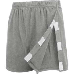 Deyeek Men’s Tear Away Post Surgery Cotton Shorts 3-inch | Ideal for knee and hip replacement recovery. Comfortable 3-inch shorts without pockets for easy dressing.(Light Grey)
