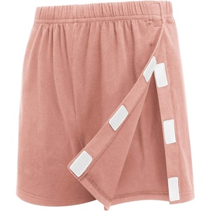 Deyeek Men’s Tear Away Post Surgery Cotton Shorts 3-inch | Ideal for knee and hip replacement recovery. Comfortable 3-inch shorts without pockets for easy dressing.(Pink)