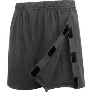 Deyeek Men’s Tear Away Post Surgery Cotton Shorts 3-inch | Ideal for knee and hip replacement recovery. Comfortable 3-inch shorts without pockets for easy dressing.(Grey)