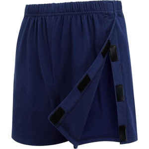Deyeek Men’s Tear Away Post Surgery Cotton Shorts 3-inch | Ideal for knee and hip replacement recovery. Comfortable 3-inch shorts without pockets for easy dressing.(Navy Blue)