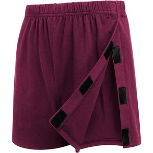 Deyeek Men’s Tear Away Post Surgery Cotton Shorts 3-inch | Ideal for knee and hip replacement recovery. Comfortable 3-inch shorts without pockets for easy dressing.(Wine Red)
