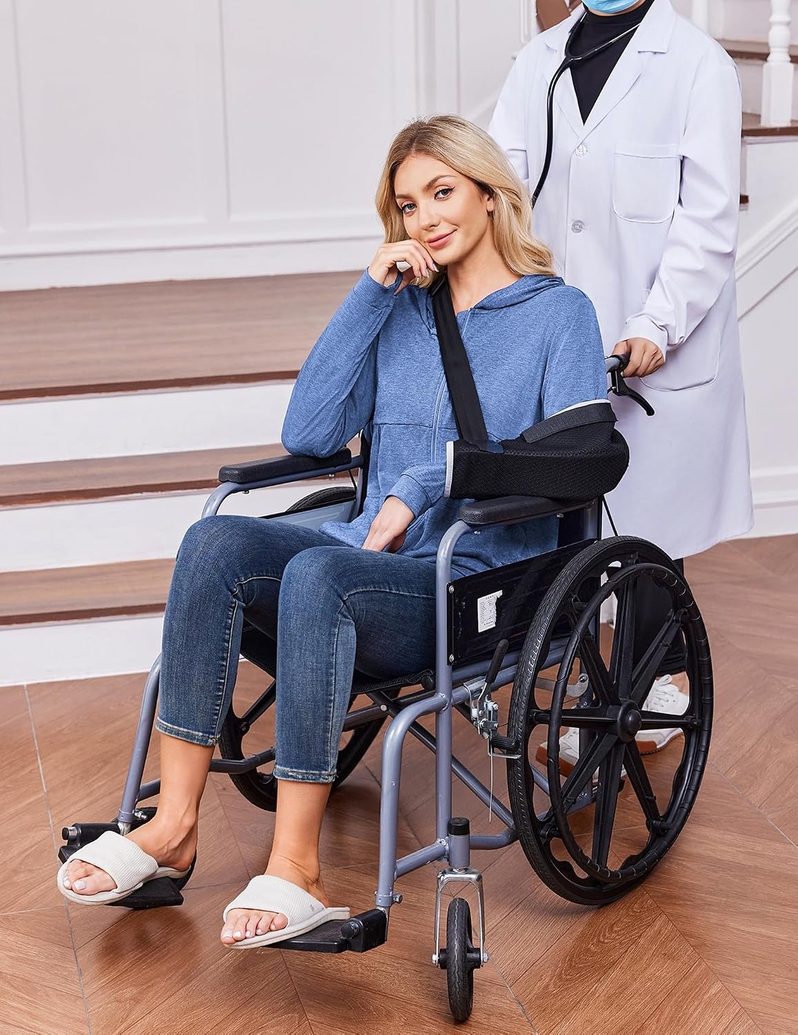image:imageDeyeek Womens Mastectomy Dialysis Shirts with Drain Pockets amp Arm Zipper After Dialysis Sweatshirts with Arm Zipper Post Surgery Hoodie with 4 Drain Pockets Long Sleeve Chemo Shirt for Port AccessBlue