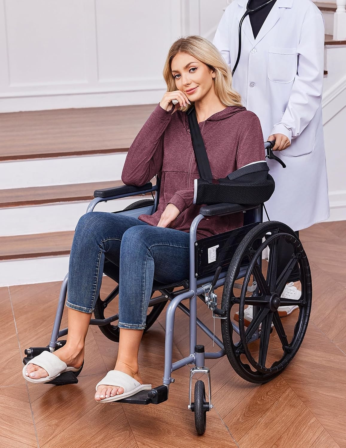image:imageDeyeek Womens Mastectomy Dialysis Shirts with Drain Pockets amp Arm Zipper After Dialysis Sweatshirts with Arm Zipper Post Surgery Hoodie with 4 Drain Pockets Long Sleeve Chemo Shirt for Port AccessBurgundy