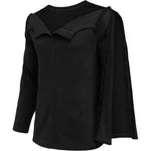 Deyeek Men’s Front Zip Post Shoulder Surgery Adaptive Shirt | Full arm snap open design, built-in pocket, comfortable chemo recovery wear for shoulder injury(Black)