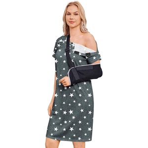 Deyeek Women’s Shoulder Surgery Dress Full Tear Away Side Snap Chemo Gown | Full Tearaway. Side Snaps. Open Sides. Easy Access. No Undressing. Port Access. Short Sleeve. Chemo. Dialysis. Post Surgery.(Grey Print)