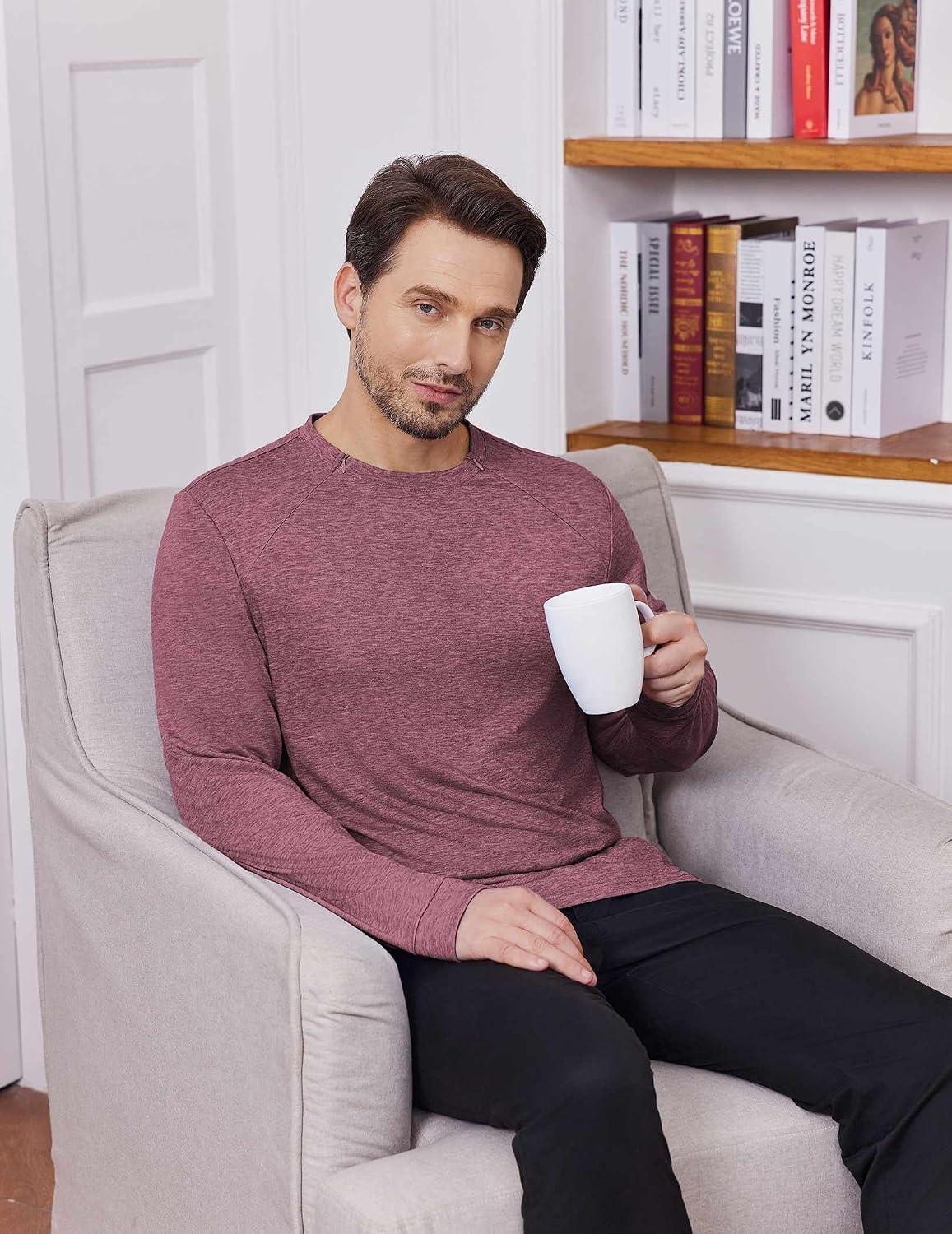 image:imageDeyeek Mens Chemo Port Access Shirts with 2 Side Arm Zippers Ideal for chemotherapy post surgery and dialysis Comfortable cancer shirts designed for easy and discreet medical accessWine Red