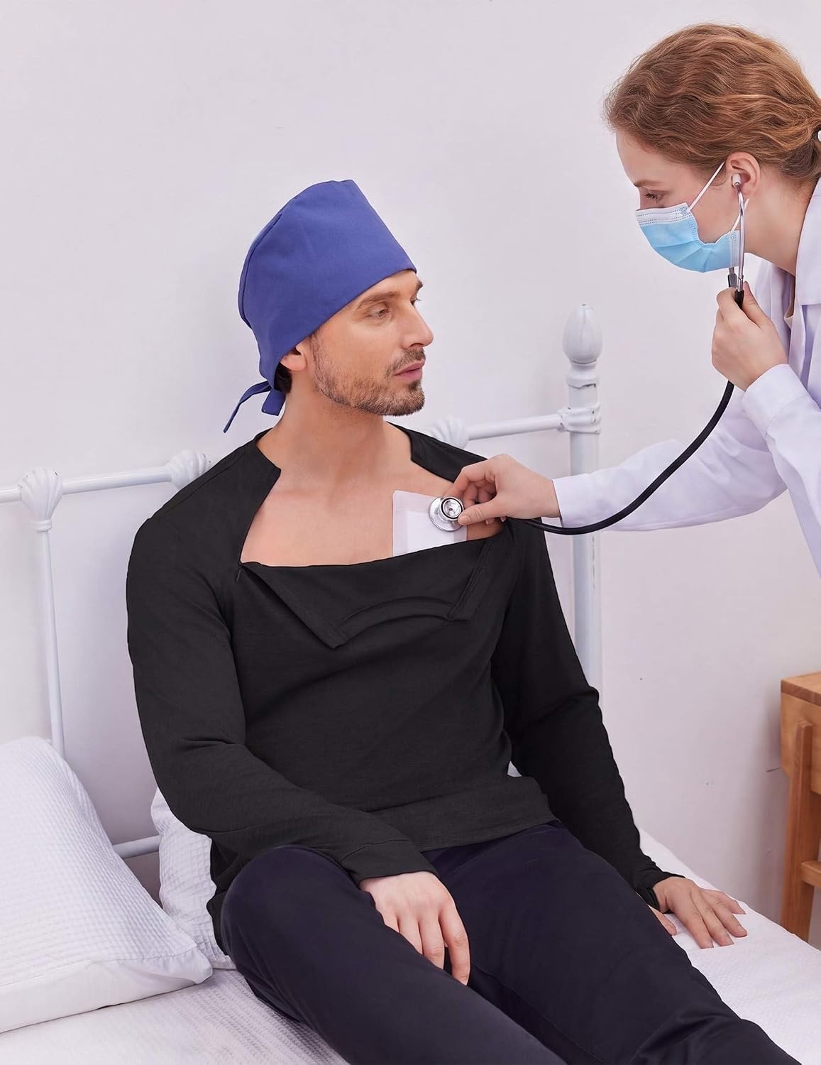 image:imageDeyeek Mens Chemo Port Access Shirts with 2 Side Arm Zippers Ideal for chemotherapy post surgery and dialysis Comfortable cancer shirts designed for easy and discreet medical accessBlack