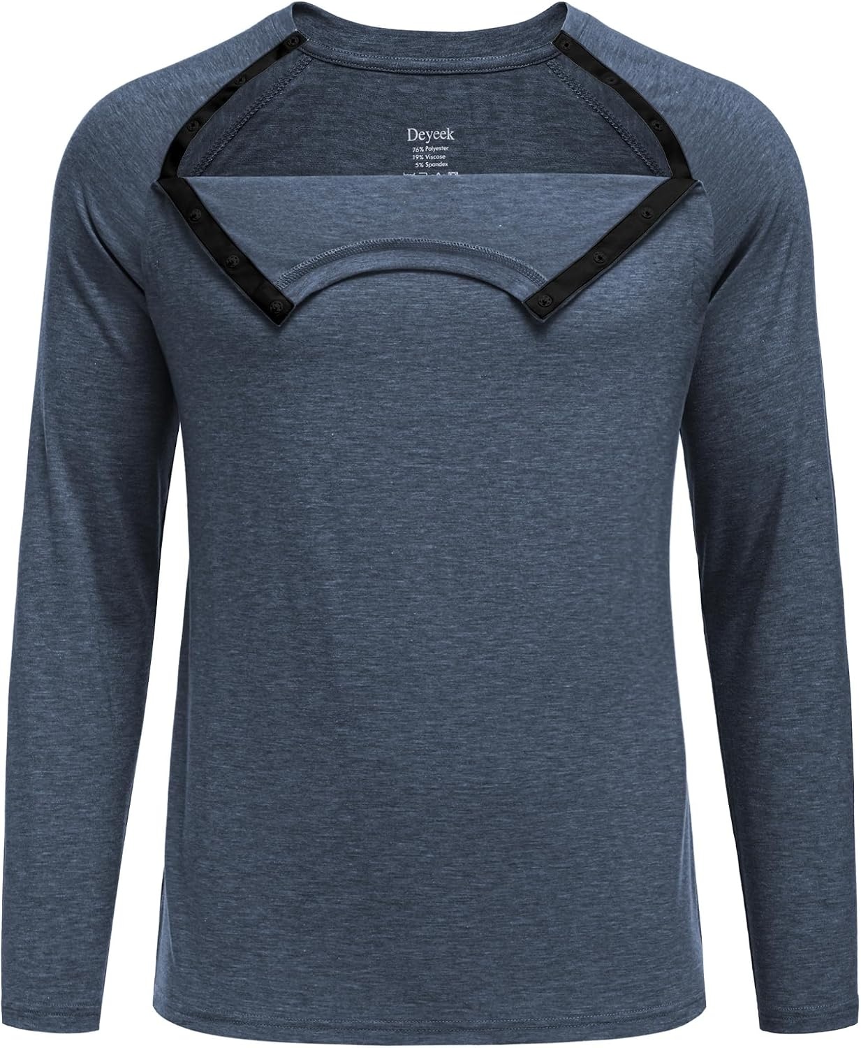 image:imageDeyeek Mens Side Snap Long Sleeve Chemo Port Recovery ShirtsBlue Purple