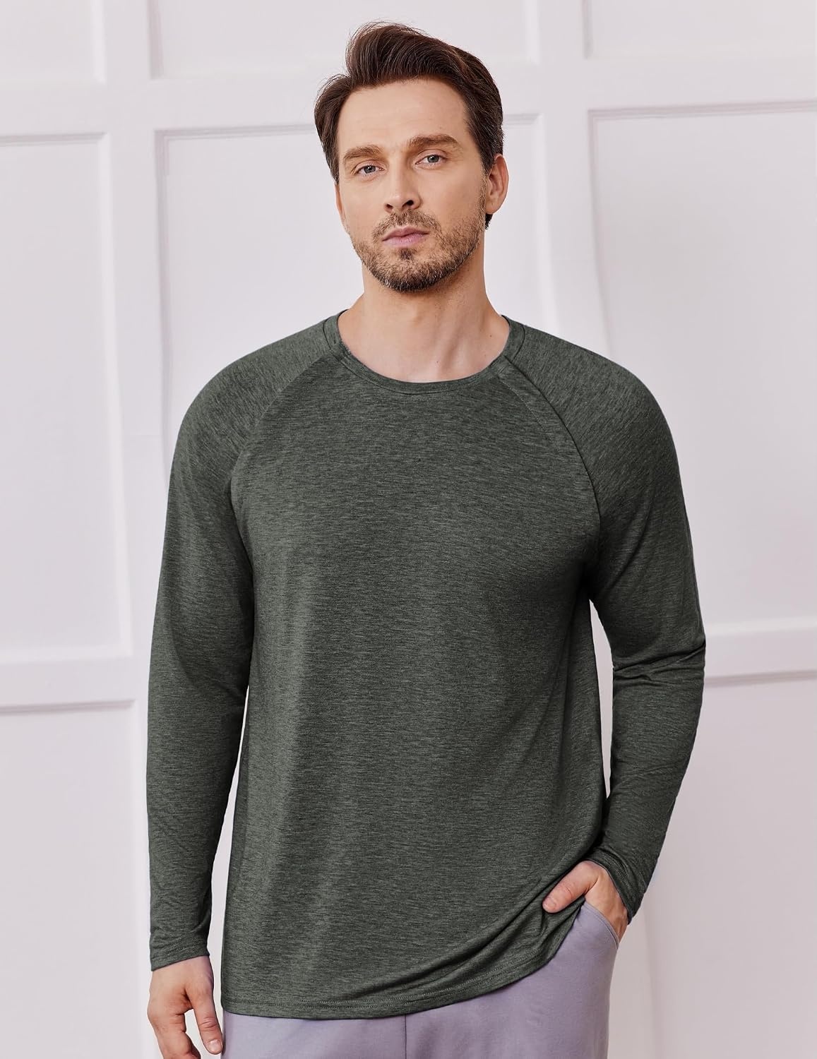 image:imageDeyeek Mens Side Snap Long Sleeve Chemo Port Recovery ShirtsDark Gray